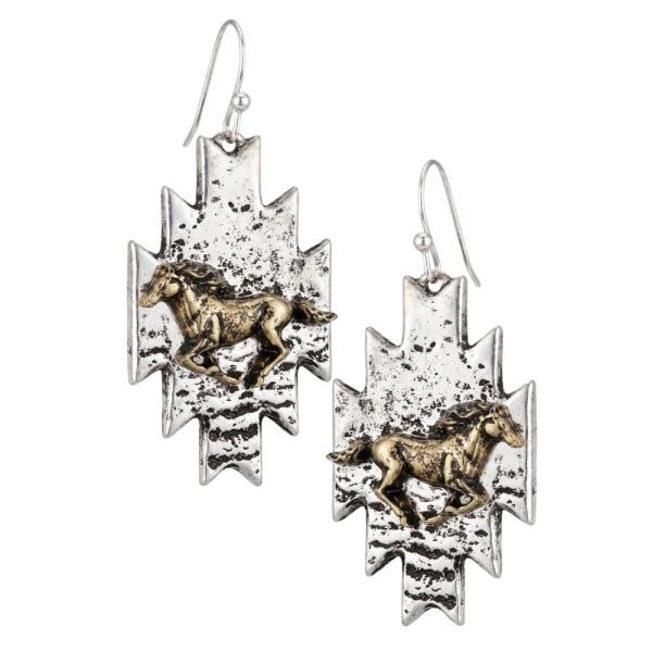 Western Aztec Horse Dangle Earring