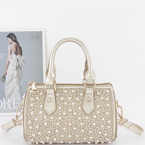RHINESTONE PEARL EMBELLISHED HANDLE BAG