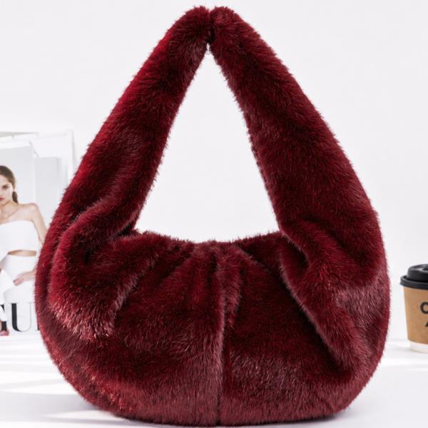 ALL OVER FUR COLOR SHOULDER HOBO BAG
