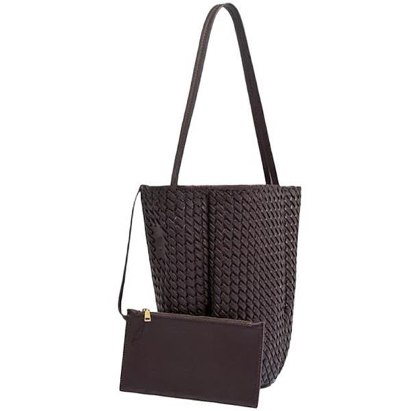 2IN1 WOVEN TEXTURED SHOULDER TOTE BAG W CLUTCH SET