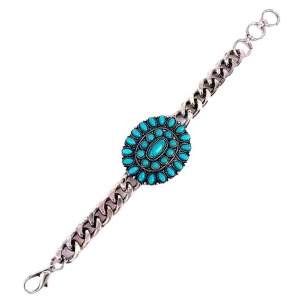 Western Oval Stone Cluster Chain Bracelet
