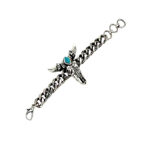 Western Bull Skull Curb Chain Bracelet