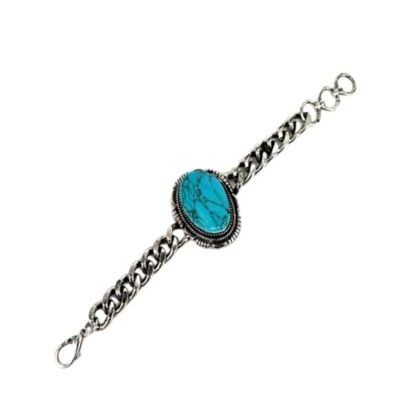 Oval Stone Chain Link Bracelet