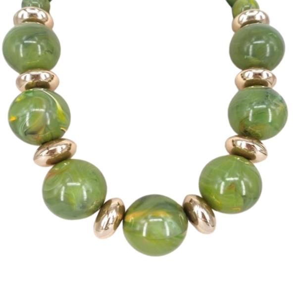 Chunky Marbled Round Bead Statement Necklace