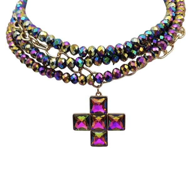 CRYSTAL CROSS BEAD NECKLACE