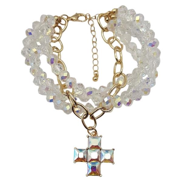 CRYSTAL CROSS BEADED BRACELET
