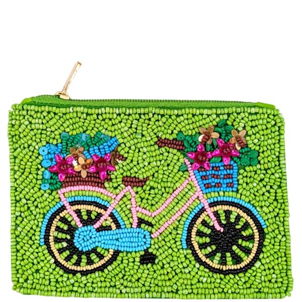 SEED BEAD BICYCLE HEAVEN COIN PURSE BAG