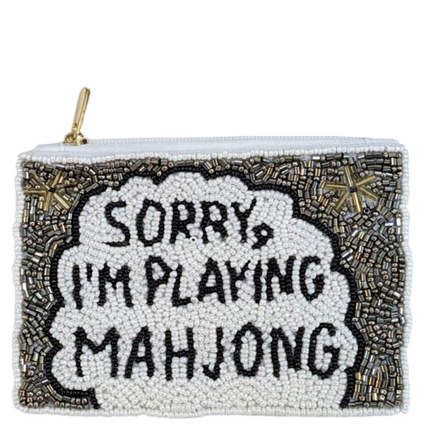 SEED BEAD SORRY IM PLAYING MAHJONG COIN PURSE BAG