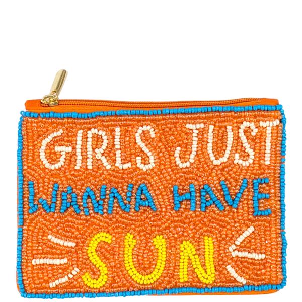 SEED BEAD GIRLS JUST WANNA HAVE SUN COIN PURSE BAG
