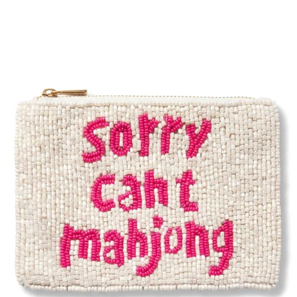 SEED BEAD SORRY CAHT MAHJONG COIN PURSE BAG