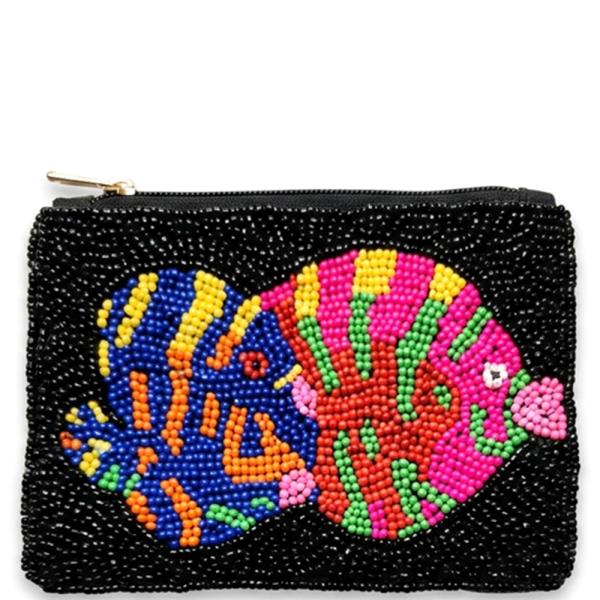 SEED BEAD FISH COIN PURSE BAG