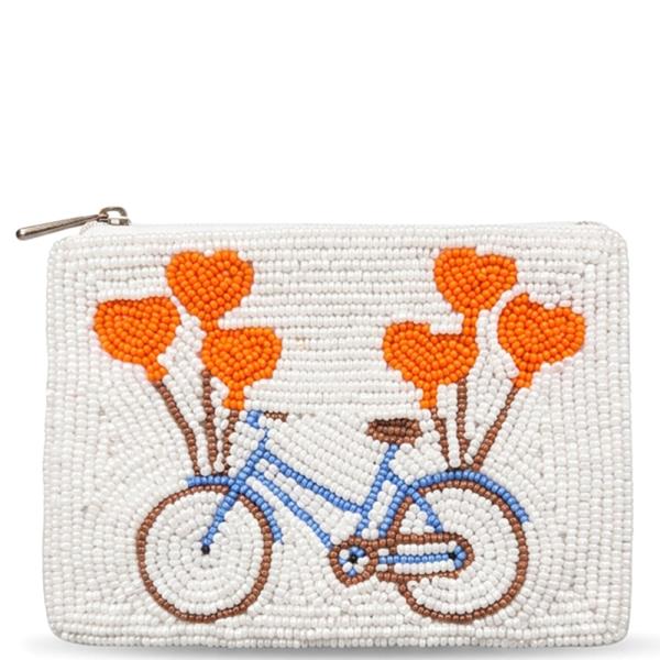 SEED BEAD LOVE BICYCLE COIN PURSE BAG