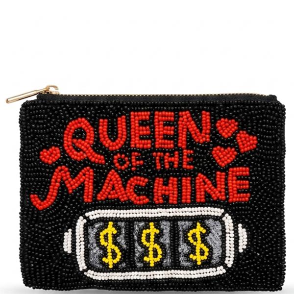 SEED BEAD QUEEN OF THE MACHINE COIN PURSE BAG