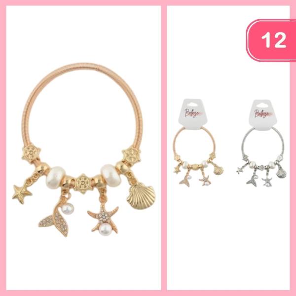 Rhinestone Pearl Charm Bracelet (12 Units)
