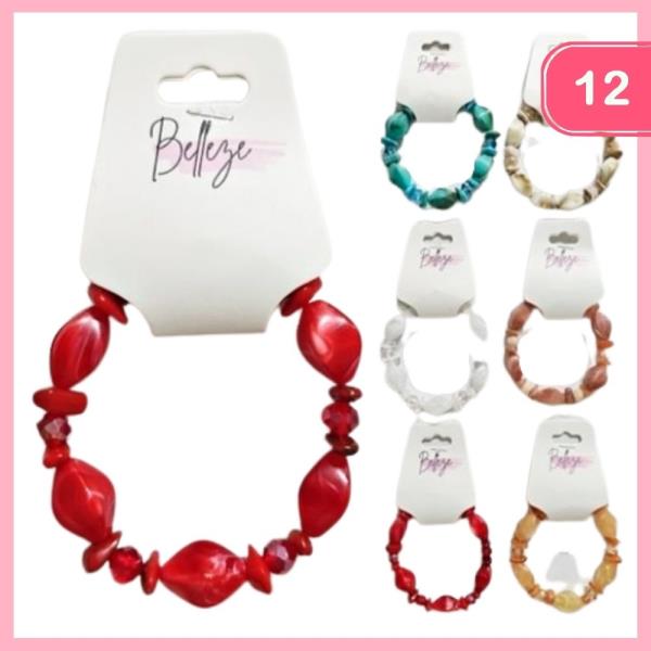Beaded Stone Stretch Bracelet (12 Units)
