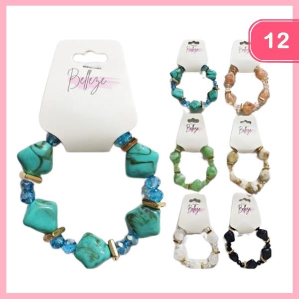 Chunky Stone Stretch Bracelet (12 Units)