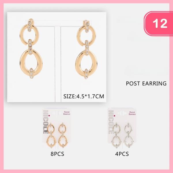 Rhinestone Linked Dangle Earring (12 Units)