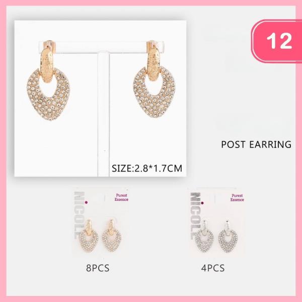 Rhinestone Door Knocker Post Earring (12 Units)