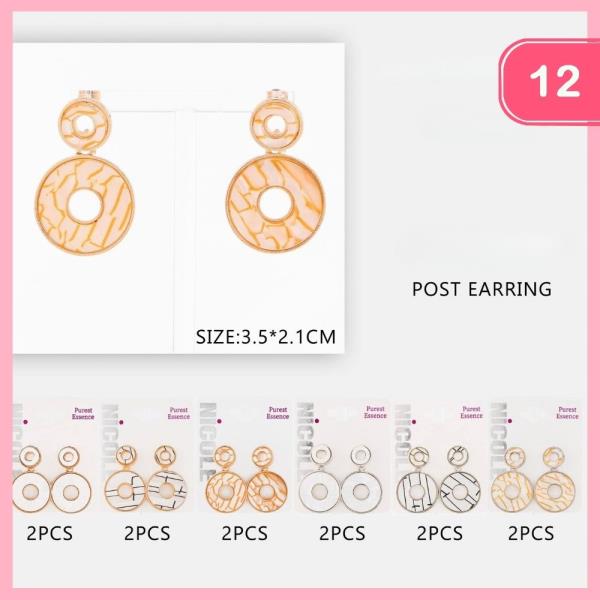 Round Cracked Style Post Earring (12 Units)