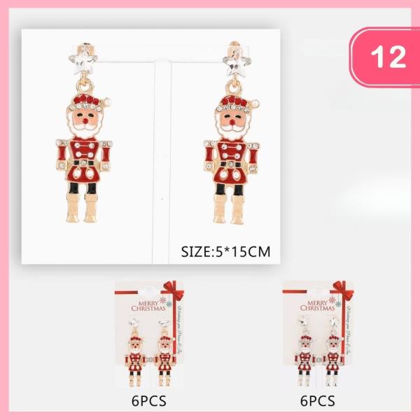 CHRISTMAS NUTCRACKER DANGLE EARRING (12 UNITS)