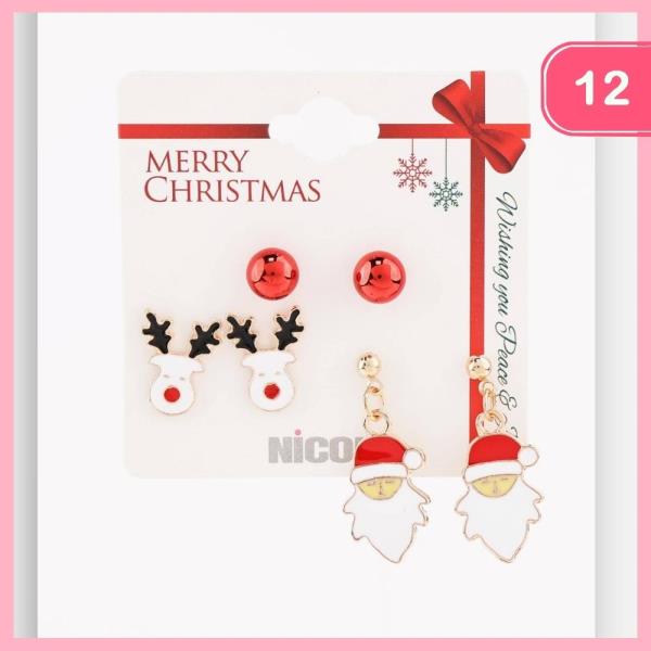 CHRISTMAS POST EARRING SET (12 UNITS)