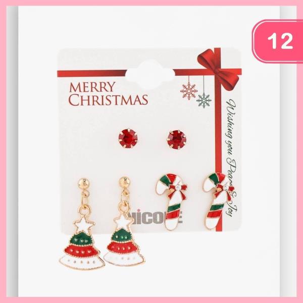 CHRISTMAS MIXED POST EARRINGS (12 UNITS)