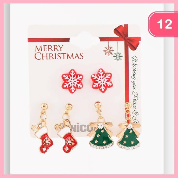 MIXED CHRISTMAS POST EARRING (12 UNITS)