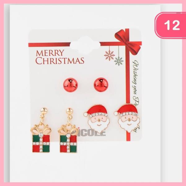 CHRISTMAS POST EARRING SET (12 UNITS)