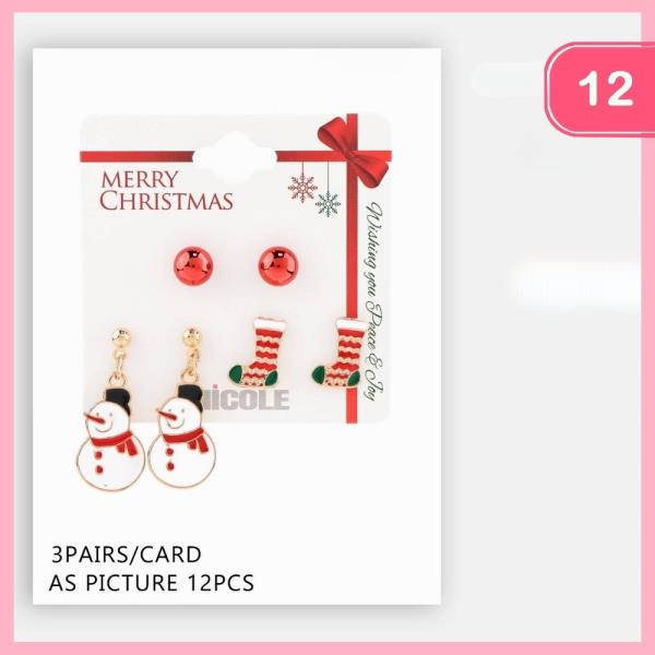 CHRISTMAS MIXED POST EARRINGS (12 UNITS)