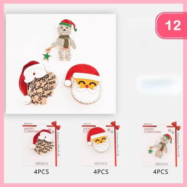 CHRISTMAS BROOCH SET (12 UNITS)