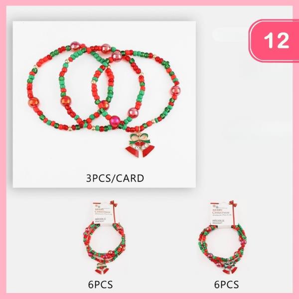 CHRISTMAS BEADED BRACELET (12 UNITS)