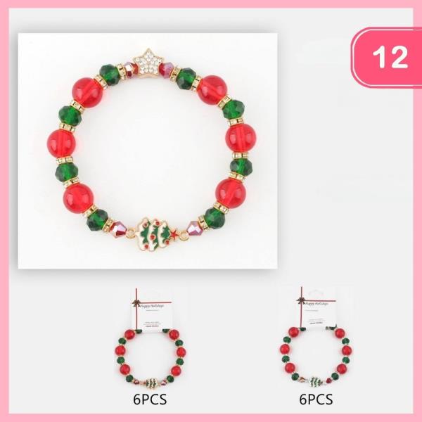 BEADED CHRISTMAS BRACELET (12 UNITS)