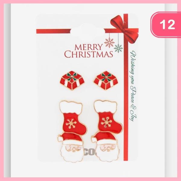 CHRISTMAS POST DANGLE EARRINGS (12 UNITS)