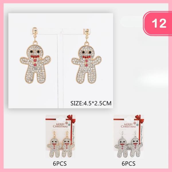 RHINESTONE GINGERBREAD DANGLE EARRING (12 UNITS)