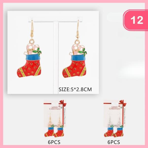 CHRISTMAS STOCKING DANGLE EARRING (12 UNITS)