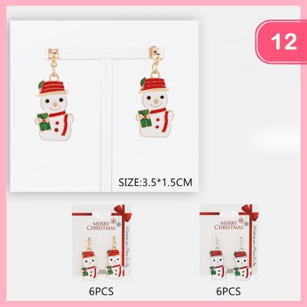 CHRISTMAS SNOWMAN DANGLE EARRING (12 UNITS)