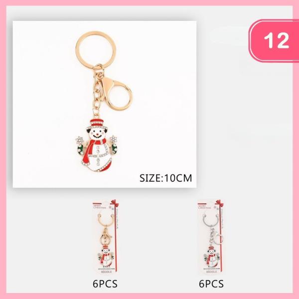 CHRISTMAS RHINESTONE SNOWMAN KEYCHAIN (12 UNITS)