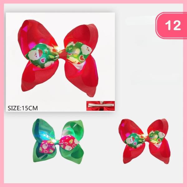 CHRISTMAS LIGHT UP HAIR BOW (12 UNITS)