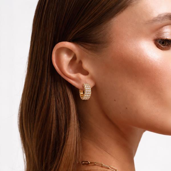 RHINESTONE PAVE WIDE HOOP EARRING