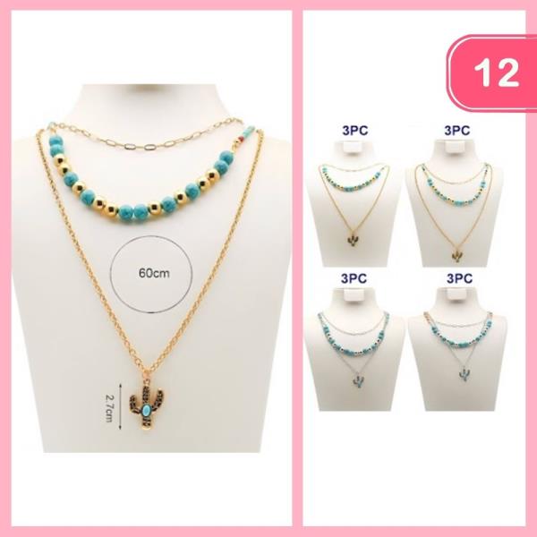 Western Layered Bead Necklace (12 Units)