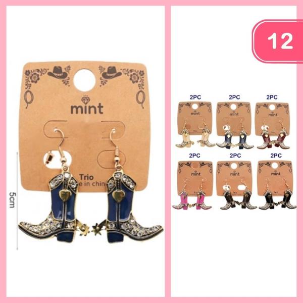 Rhinestone Boot Dangle Earring (12 Units)