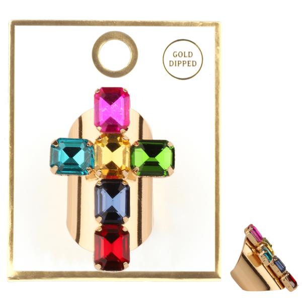 RHINESTONE CROSS RING