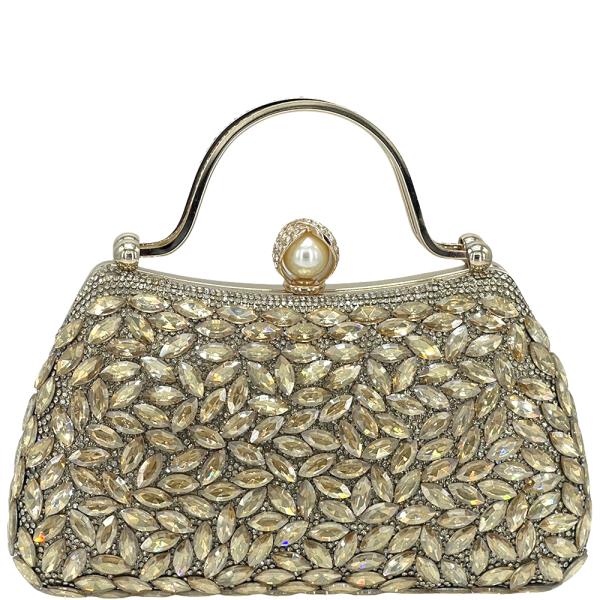 Rhinestone Crystal Handle Evening Clutch Bag