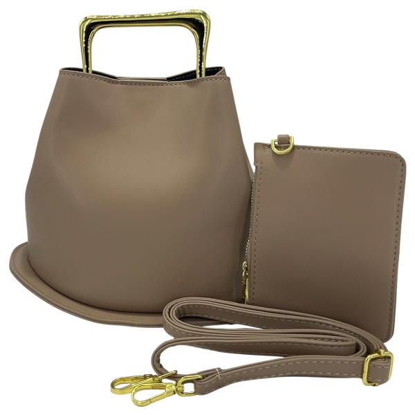 2IN1 SMOOTH HANDLE TOTE CROSSBODY W CLUTCH SET