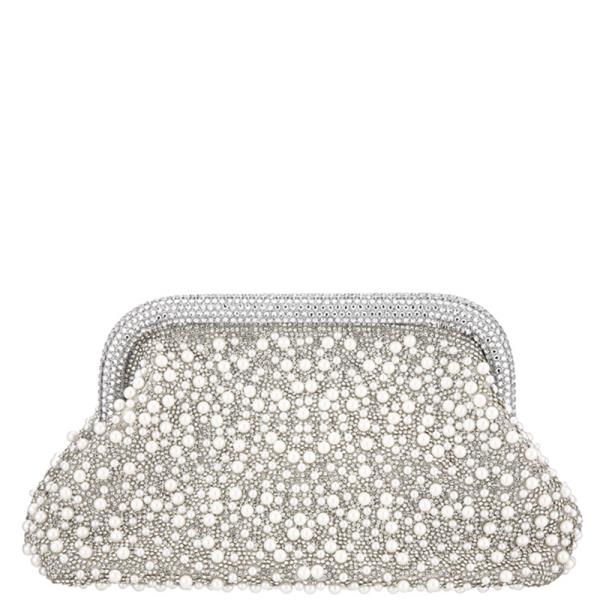 PEARL RHINESTONE EMBELLISHED CLUTCH EVENING BAG