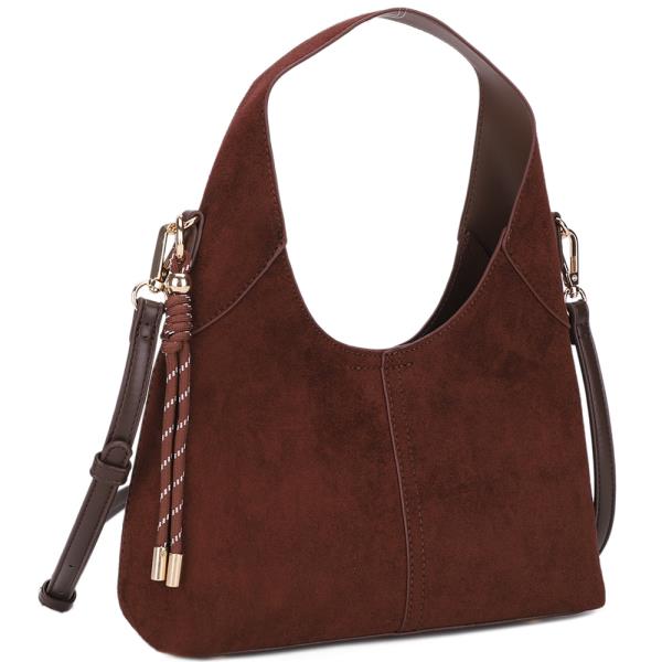 TEXTURED HOBO SHOULDER BAG W STRAP