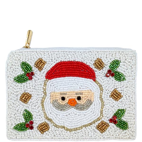 SEED BEAD SANTA CLAUSE COIN PURSE BAG