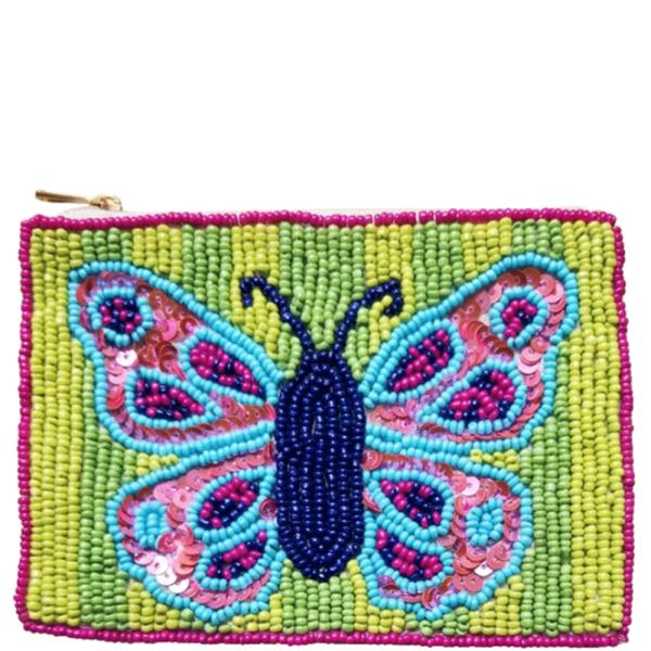 SEED BEAD BUTTERFLY COIN PURSE BAG