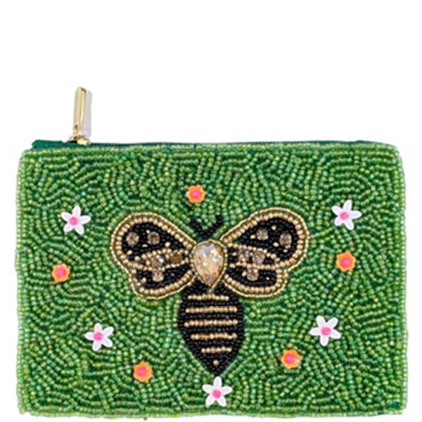 SEED BEAD BUMBLE BEE COIN PURSE BAG