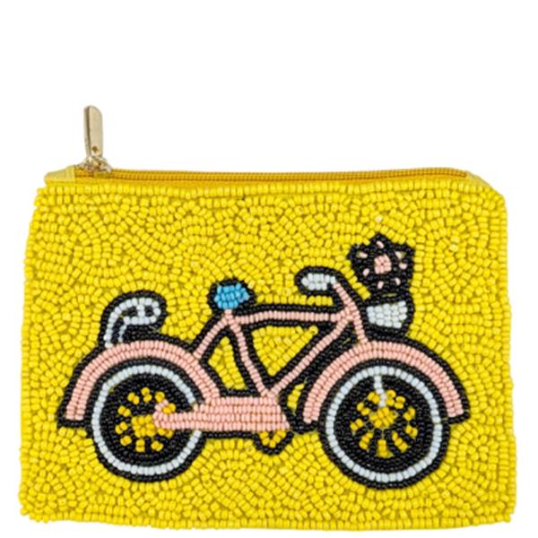 SEED BEAD LADIES BIKE COIN PURSE BAG